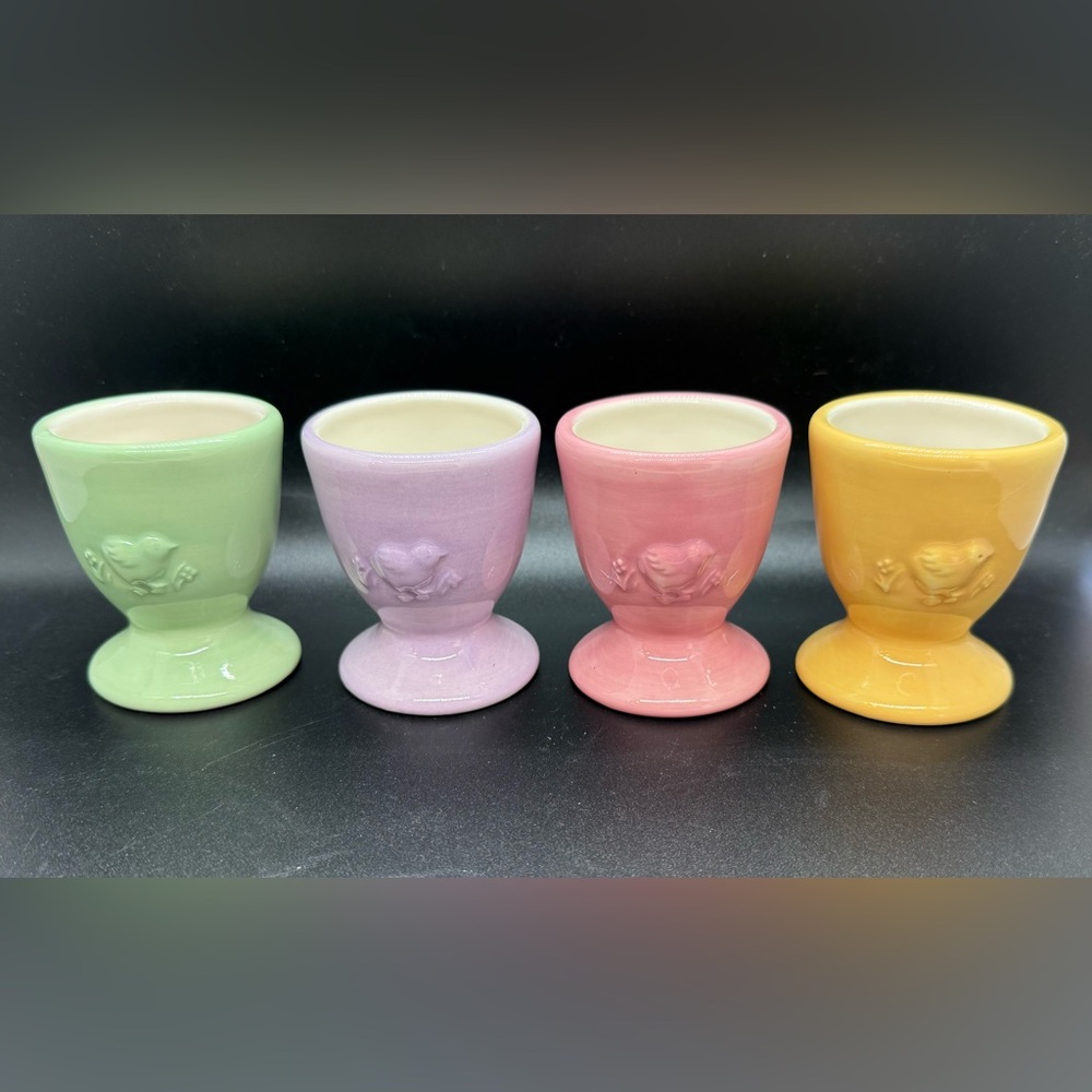 Colorful Ceramic Egg Cups Set of 4 pastels